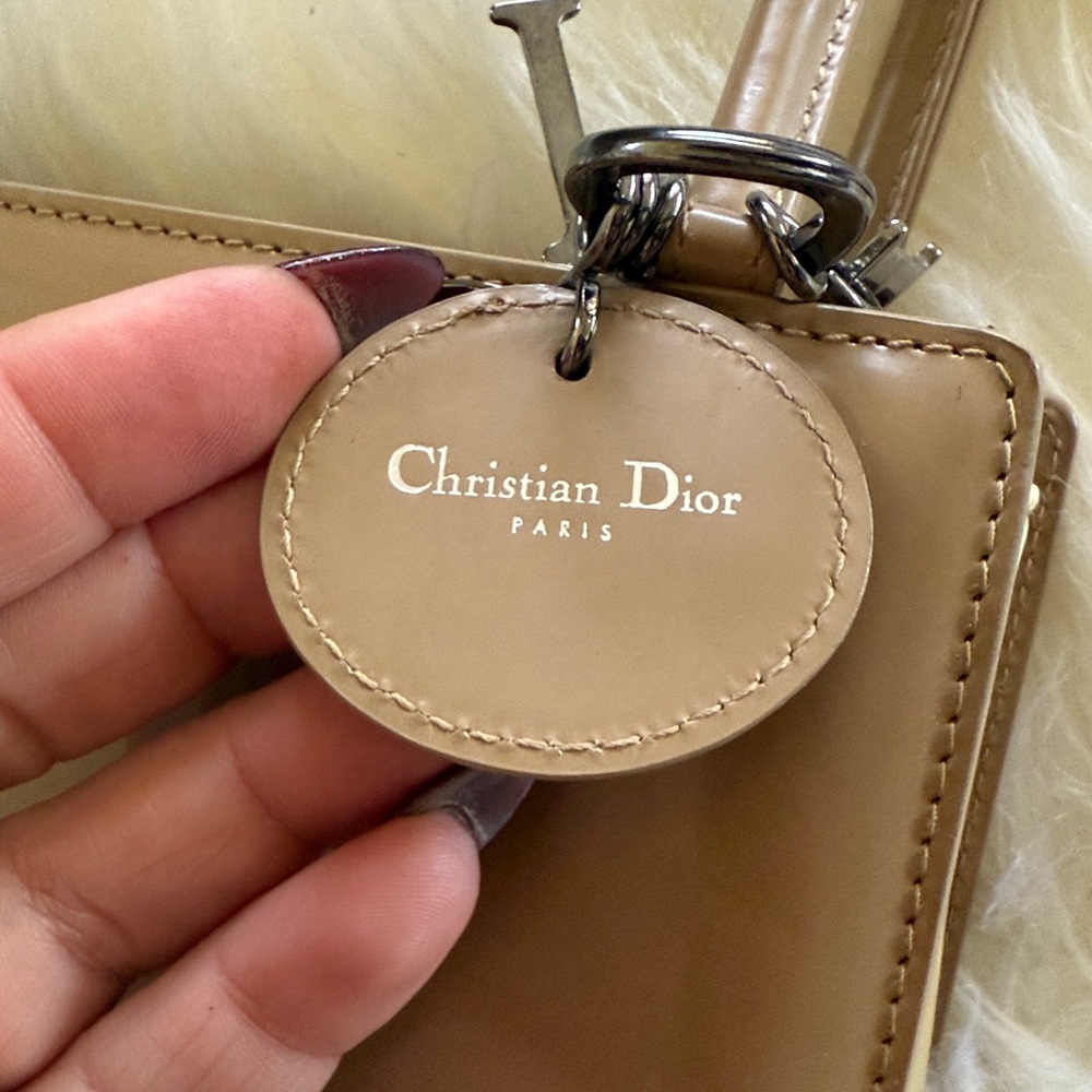 CHRISTIAN DIOR- Authentic 🍀EUC! LADY DIOR!! Beige Top Handle Bag - Picture 11 of 15